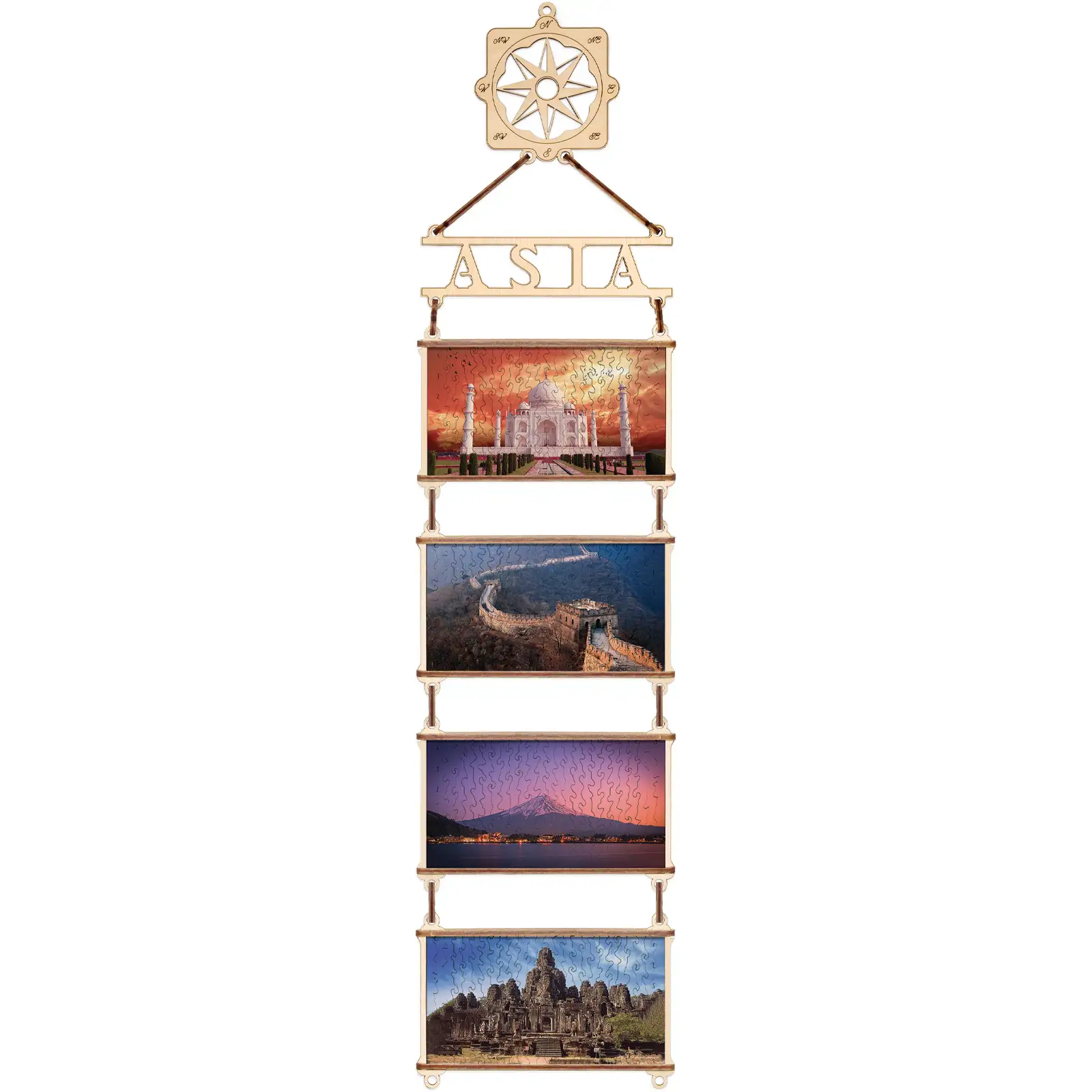 Двухсторинний деревянный пазл «Континенты - Азия»