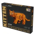 Механический деревянный 3D-пазл «Котёнок рыжий», коробка вид спереди